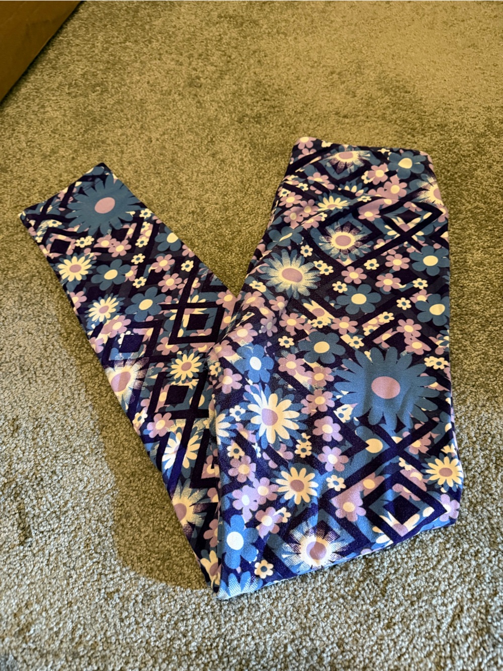 Lularoe Purple Flower Full Length Leggings